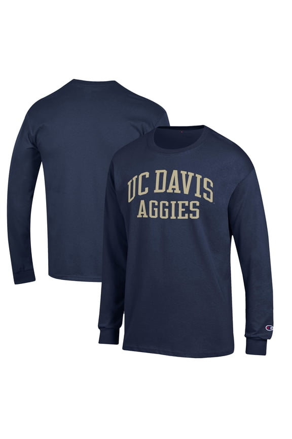 Men's Champion Navy UC Davis Aggies Jersey Long Sleeve T-Shirt