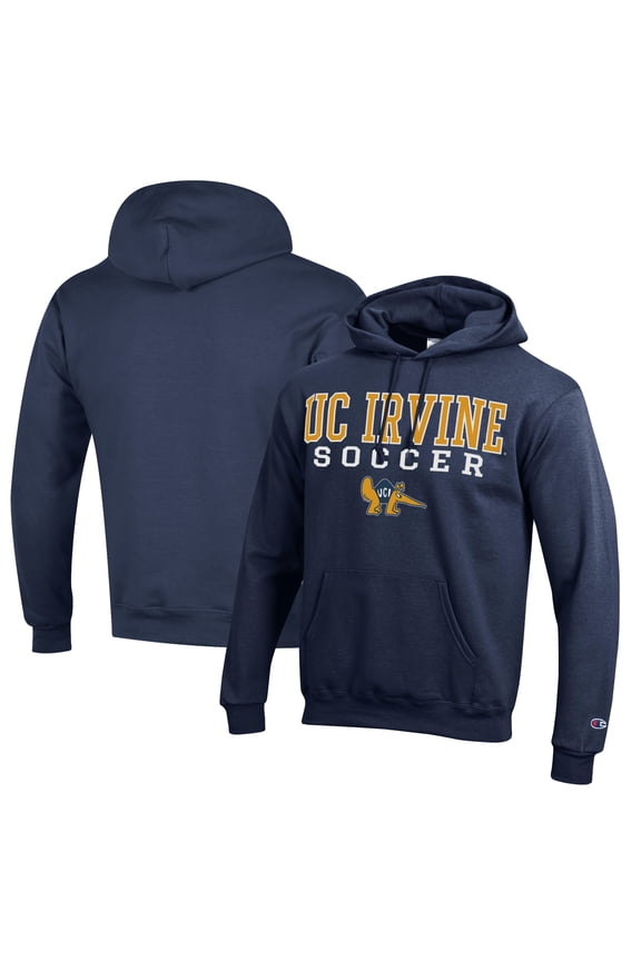 Men's Champion Navy UC Irvine Anteaters Soccer Stack Logo Powerblend Pullover Hoodie