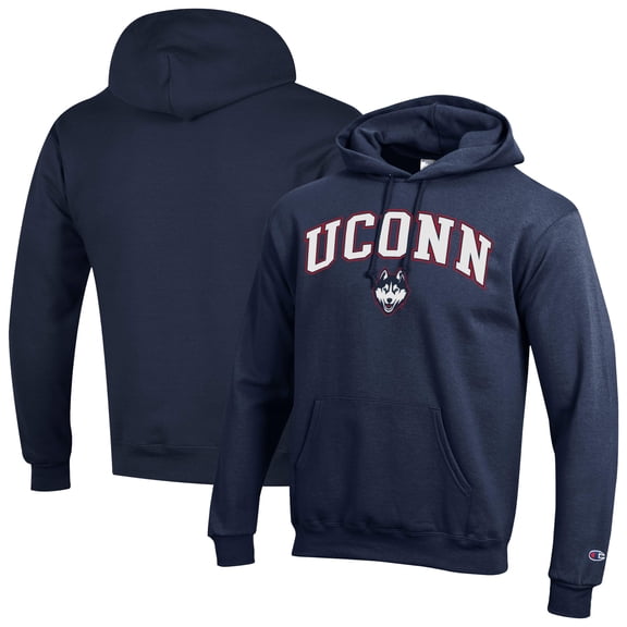 Men's-Champion Navy UConn Huskies Arched Logo Fleece Pullover Hoodie