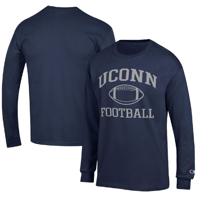 Men's Champion Navy UConn Huskies Football Icon Long Sleeve T-Shirt ...
