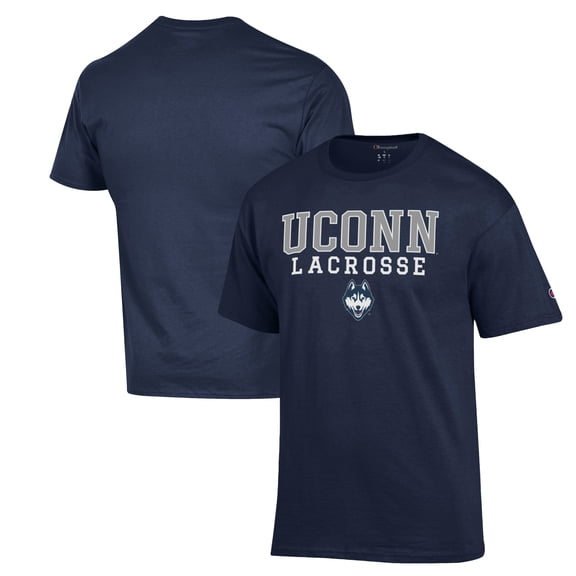 Men's Champion Navy UConn Huskies Stack Logo Lacrosse Powerblend T-Shirt