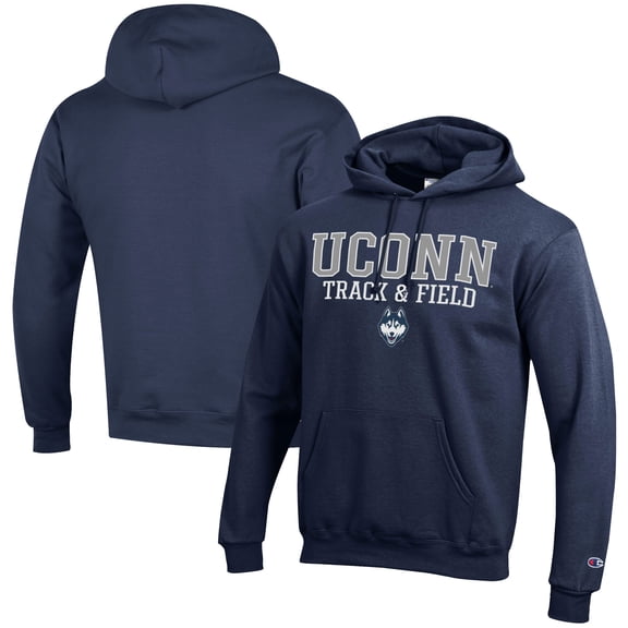 Men's Champion Navy UConn Huskies Track & Field Stack Powerblend Pullover Hoodie