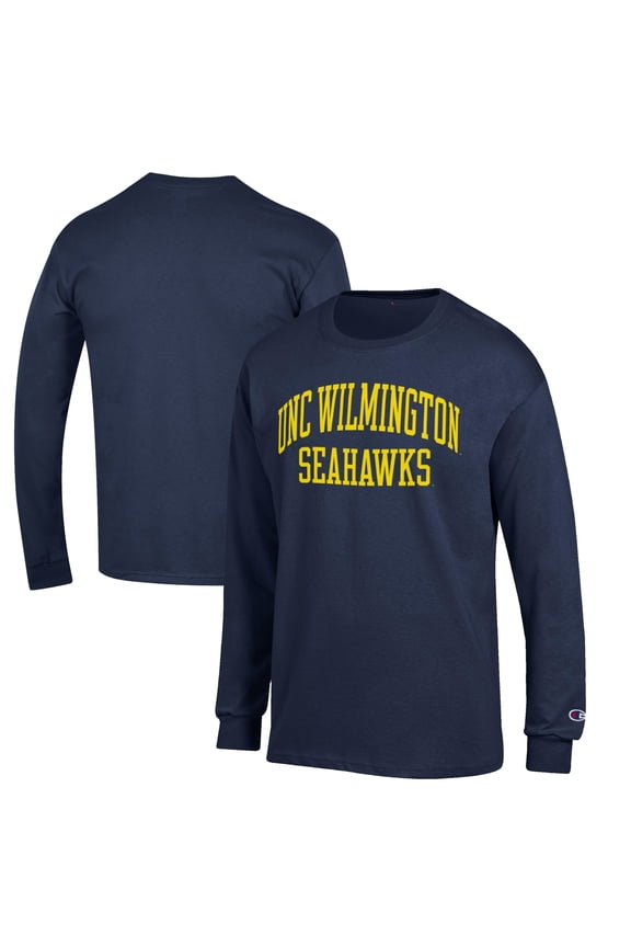 Men's Champion Navy UNC Wilmington Seahawks Jersey Long Sleeve T-Shirt
