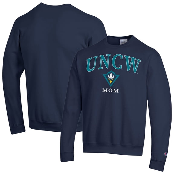 Unisex Champion Navy UNC Wilmington Seahawks Mom Logo Eco Powerblend Sweatshirt