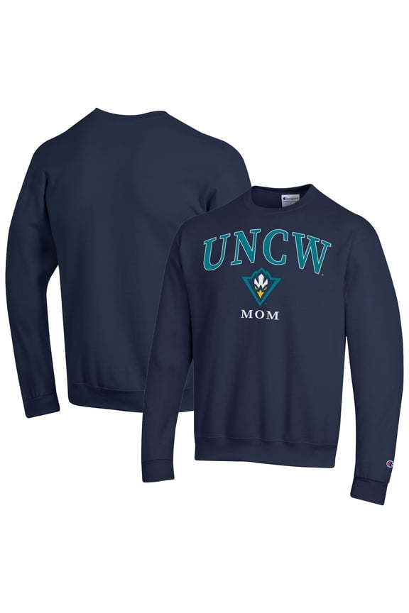 Unisex Champion Navy UNC Wilmington Seahawks Mom Logo Eco Powerblend Sweatshirt