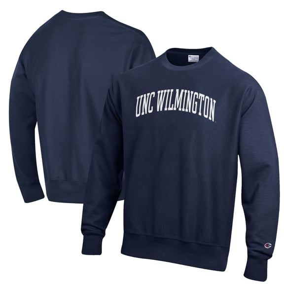 Men's Champion Navy UNC Wilmington Seahawks Reverse Weave Fleece Crewneck Sweatshirt