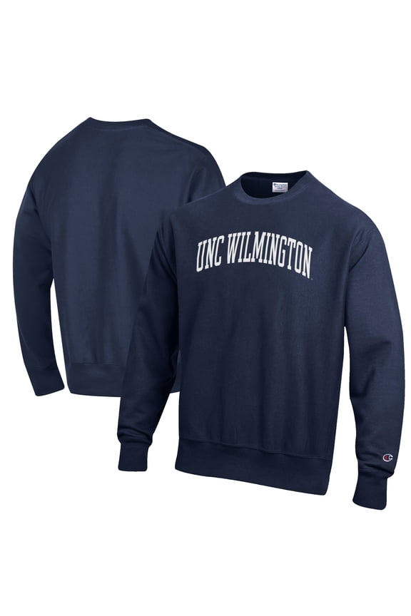 Men's Champion Navy UNC Wilmington Seahawks Reverse Weave Fleece Crewneck Sweatshirt