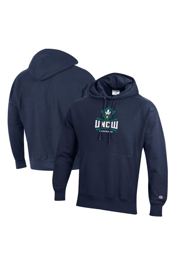 Men's Champion Navy UNC Wilmington Seahawks Reverse Weave Fleece Pullover Hoodie