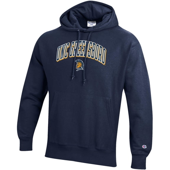 Men's Champion Navy UNCG Spartans Arch Logo Reverse Weave Hoodie
