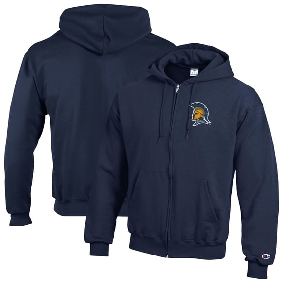 Men's Champion Navy UNCG Spartans Eco Powerblend Full-Zip Hoodie