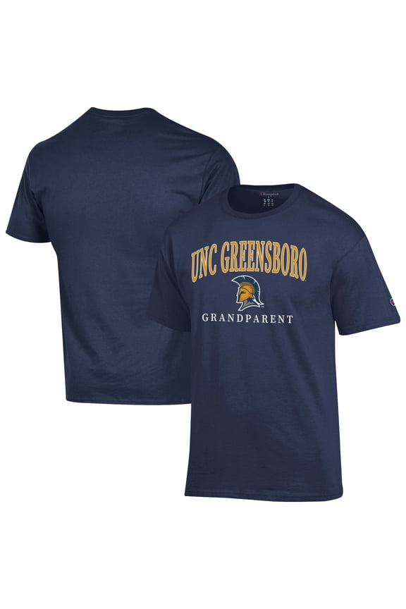 Men's Champion Navy UNCG Spartans Grandparent Arch Logo T-Shirt