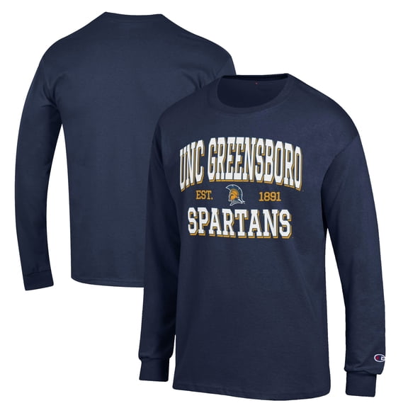 Men's Champion Navy UNCG Spartans Jersey Est. Date Long Sleeve T-Shirt