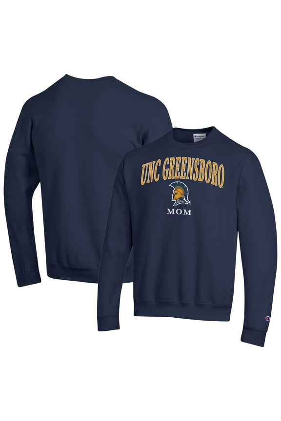 Men's Champion Navy UNCG Spartans Mom Logo Eco Powerblend Sweatshirt