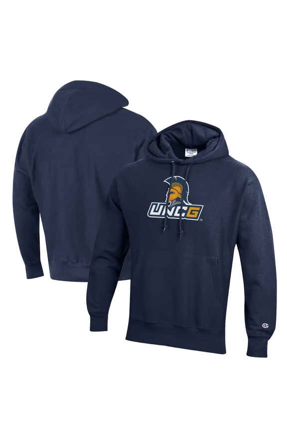 Men's Champion Navy UNCG Spartans Reverse Weave Fleece Pullover Hoodie