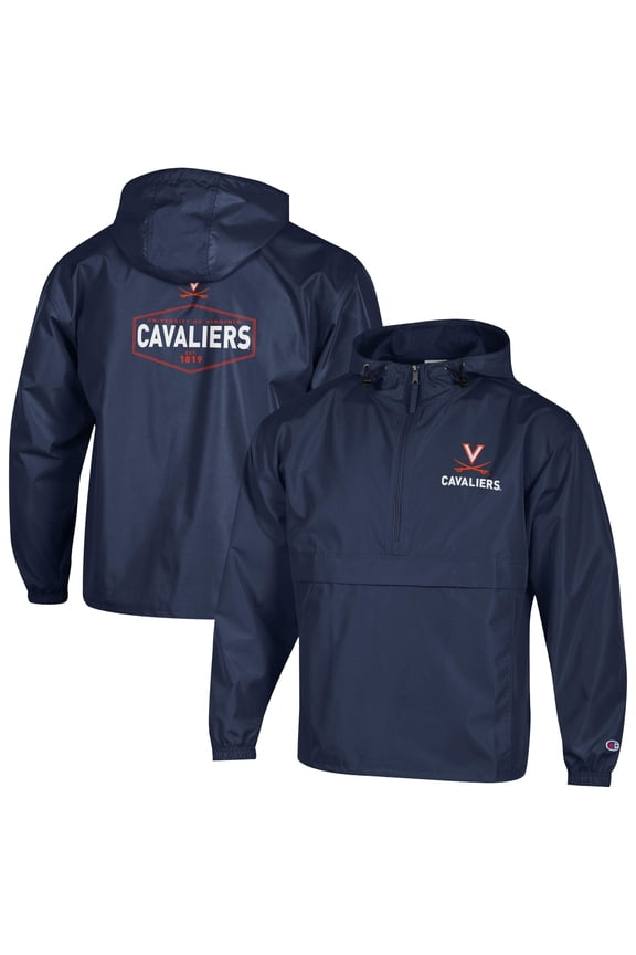 Men's Champion Navy Virginia Cavaliers Delay Packable Half-Zip Jacket