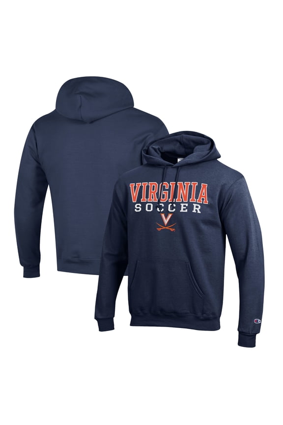 Men's Champion Navy Virginia Cavaliers Soccer Stack Logo Powerblend Pullover Hoodie
