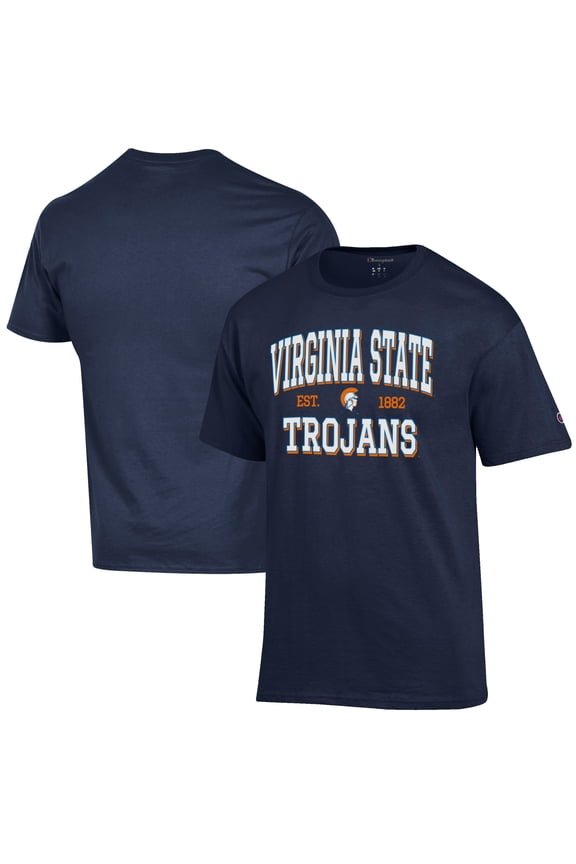 Men's Champion Navy Virginia State Trojans Est. Date Jersey T-Shirt