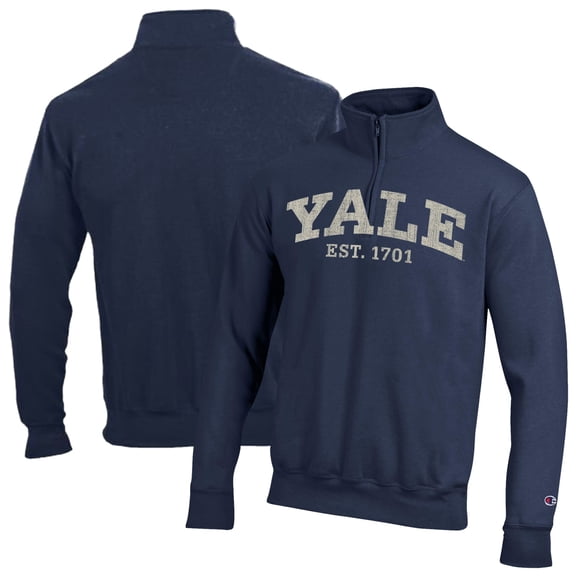 Men's Champion Navy Yale Bulldogs Established Date Quarter-Zip Pullover