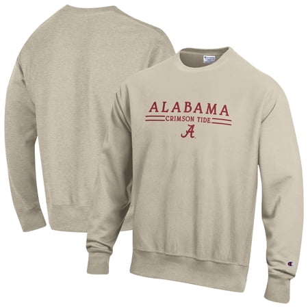 Men's Champion Oatmeal Alabama Crimson Tide Reverse Weave Crewneck Sweatshirt
