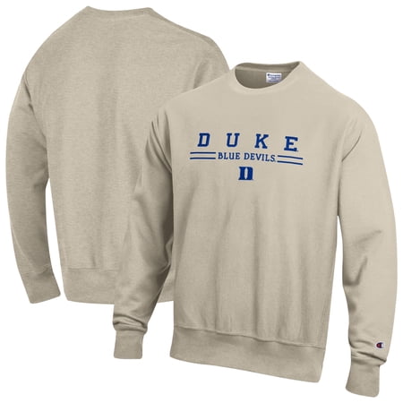 Men's Champion Oatmeal Duke Blue Devils Reverse Weave Crewneck Sweatshirt