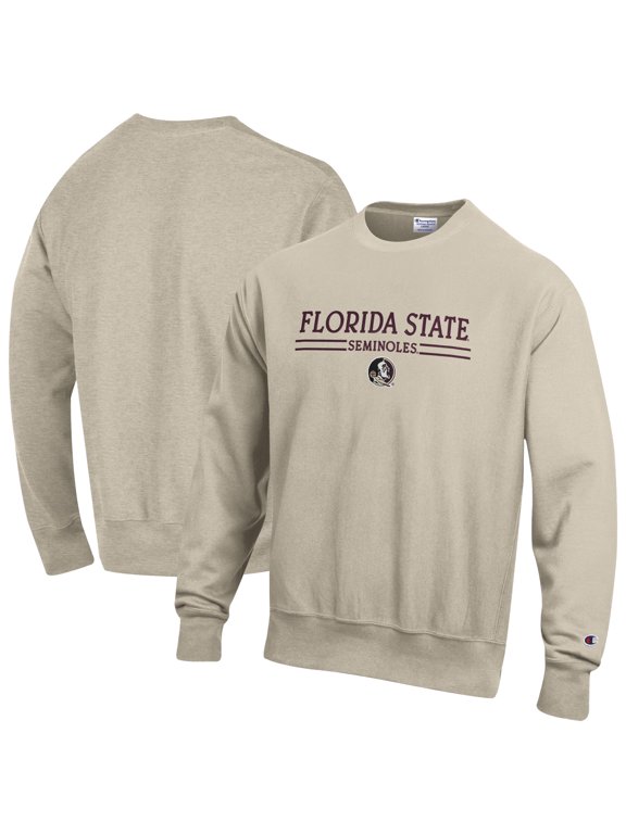 Men's Champion Oatmeal Florida State Seminoles Reverse Weave Crewneck Sweatshirt