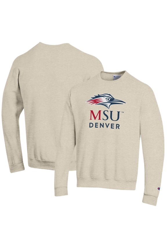 Men's Champion Oatmeal MSU Denver Roadrunners Eco Powerblend Pullover Sweatshirt
