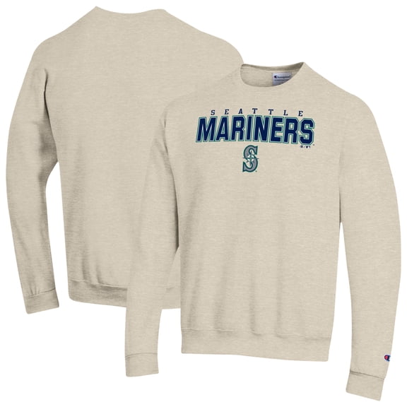 Men's Champion Oatmeal Seattle Mariners Eco Powerblend Sweatshirt