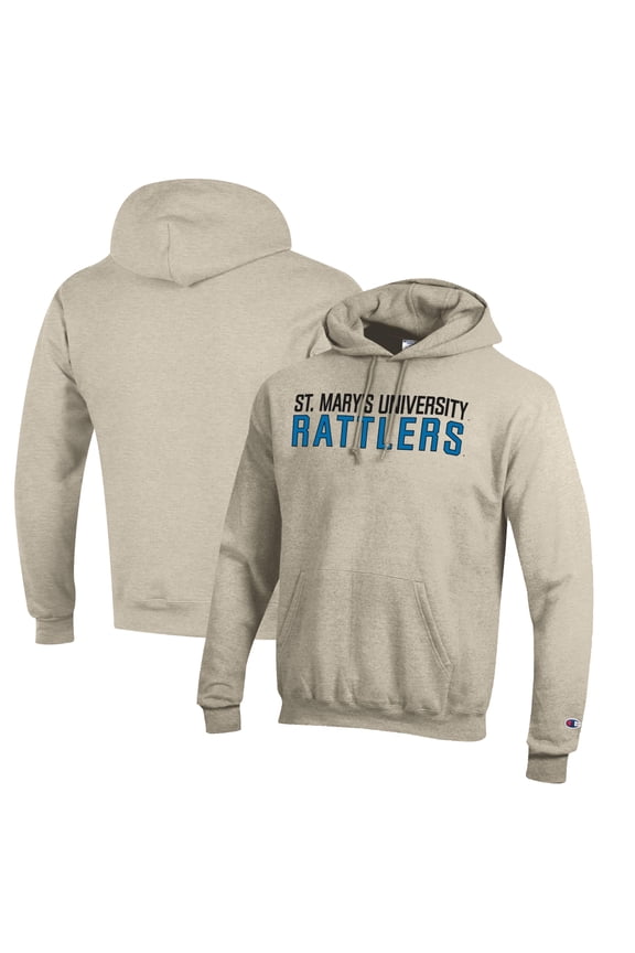 Men's Champion Oatmeal St. Mary's University Rattlers Eco Powerblend Pullover Hoodie