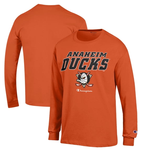 Men's Champion Orange Anaheim Ducks Long-Sleeve Jersey T-Shirt