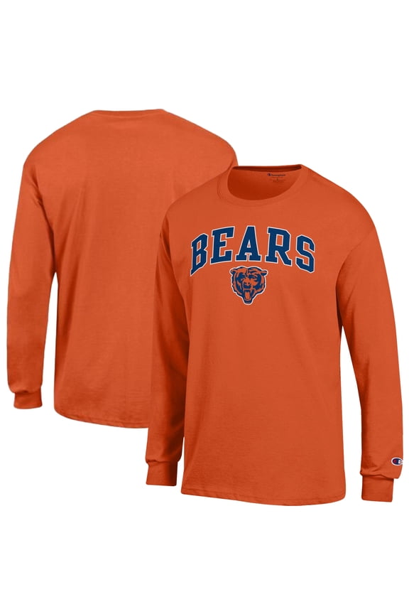 Men's Champion Orange Chicago Bears Arch Over Logo Long Sleeve T-Shirt