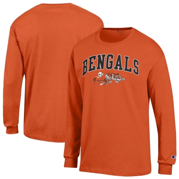 Men's Champion Orange Cincinnati Bengals Arch Over Logo Long Sleeve T-Shirt