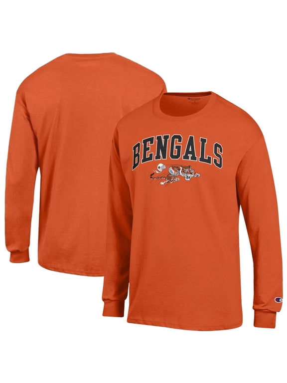 Men's Champion Orange Cincinnati Bengals Arch Over Logo Long Sleeve T-Shirt