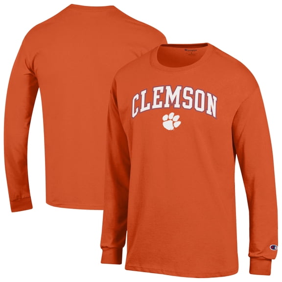 Men's-Champion  Orange Clemson Tigers Arch Over Logo Long Sleeve T-Shirt