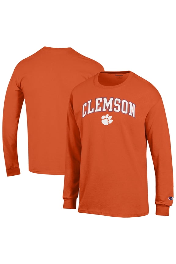 Men's-Champion  Orange Clemson Tigers Arch Over Logo Long Sleeve T-Shirt