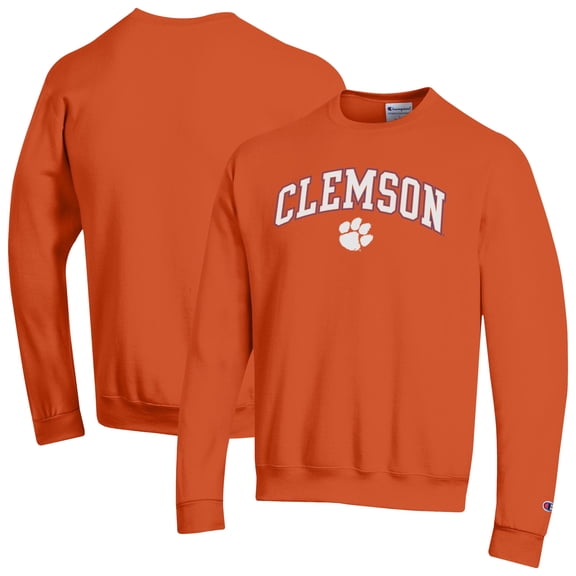 Men's-Champion Orange Clemson Tigers Arch Over Logo Pullover Sweatshirt