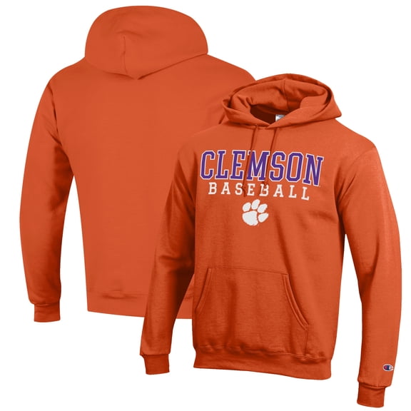Men's Champion Orange Clemson Tigers Baseball Stack Pullover Hoodie