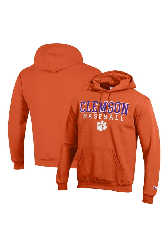 Men's Champion Orange Clemson Tigers Baseball Stack Pullover Hoodie