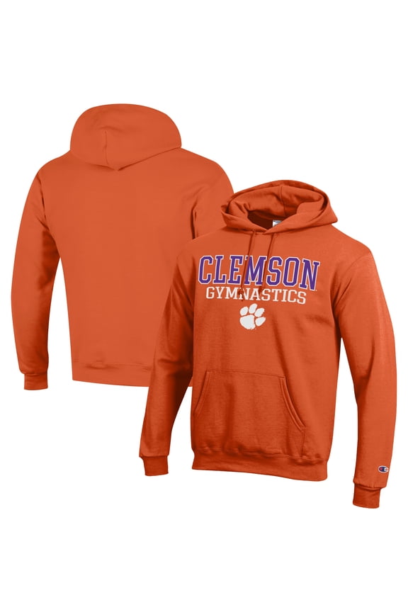 Men's Champion Orange Clemson Tigers Gymnastics Stack Powerblend Pullover Hoodie