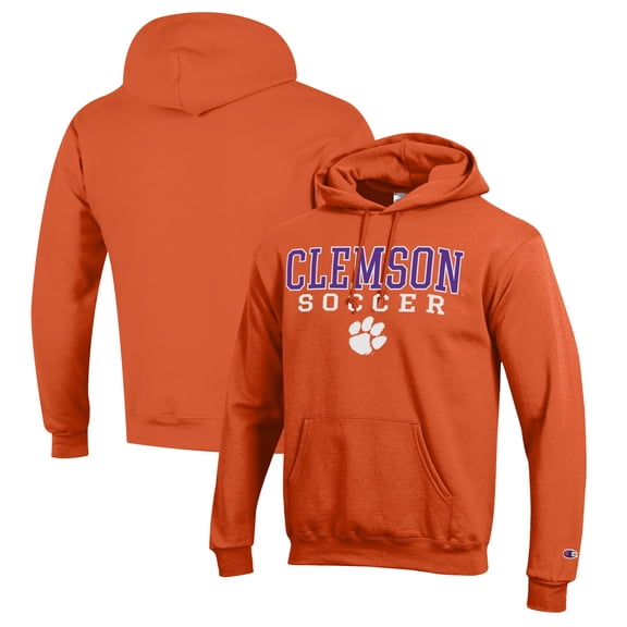 Men's Champion Orange Clemson Tigers Soccer Stack Logo Powerblend Pullover Hoodie