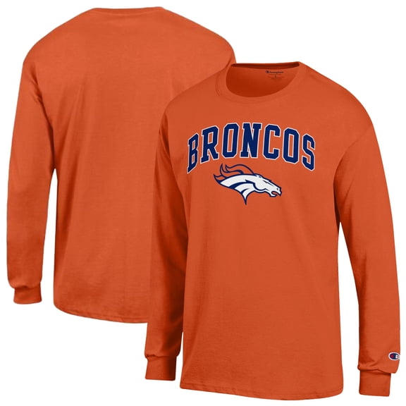 Men's Champion Orange Denver Broncos Arch Over Logo Long Sleeve T-Shirt