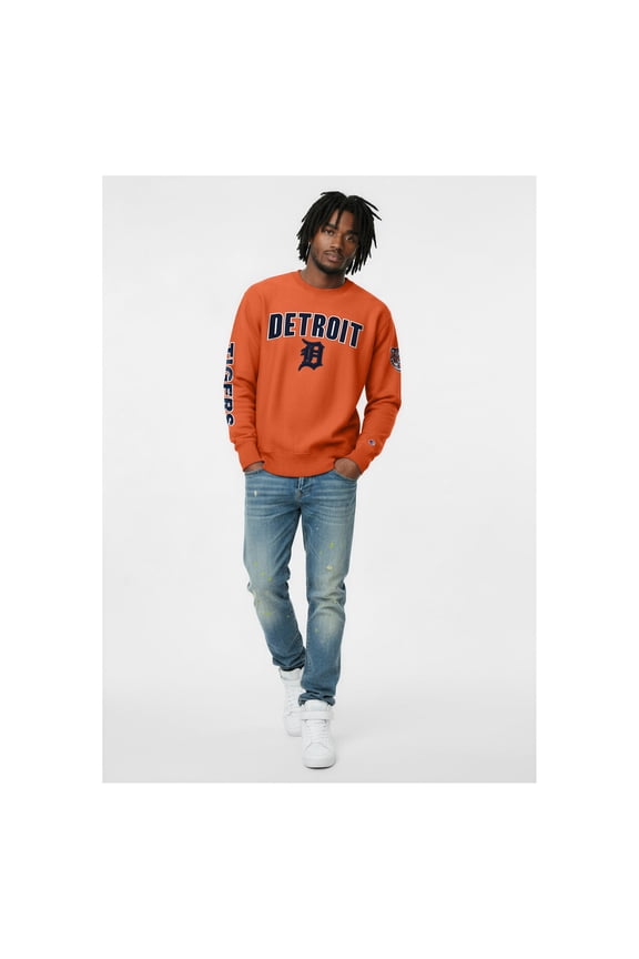 Men's Champion Orange Detroit Tigers Reverse Weave Chenille Sweatshirt