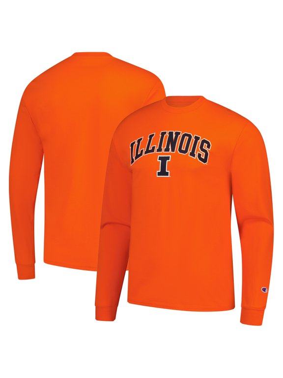 Men's-Champion Orange Illinois Fighting Illini Arch Over Logo Long Sleeve T-Shirt