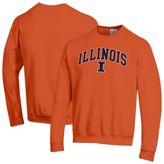 Men's-Champion Orange Illinois Fighting Illini Arch Over Logo Pullover Sweatshirt