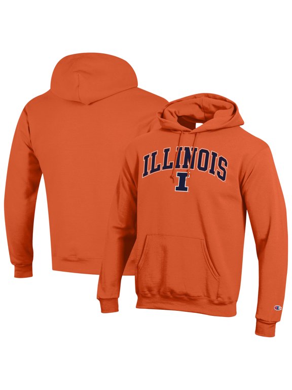 Men's-Champion Orange Illinois Fighting Illini Arched Logo Fleece Pullover Hoodie