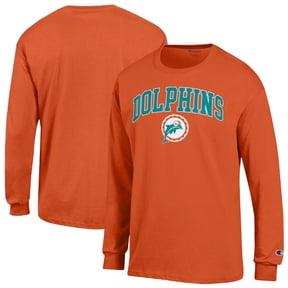 Men's Champion Orange Miami Dolphins Arch Over Logo Long Sleeve T-Shirt
