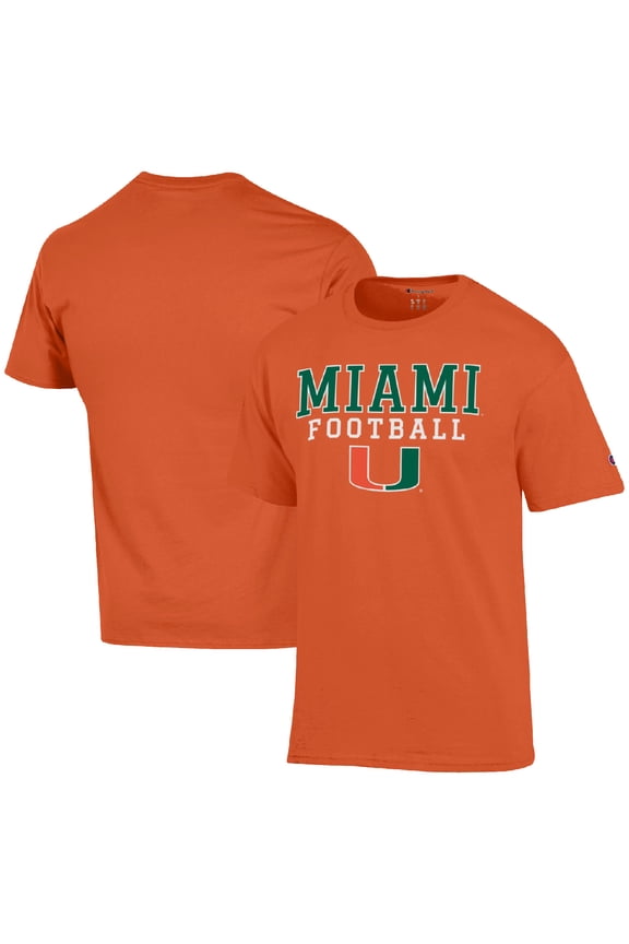 Men's Champion Orange Miami Hurricanes Football Stack T-Shirt