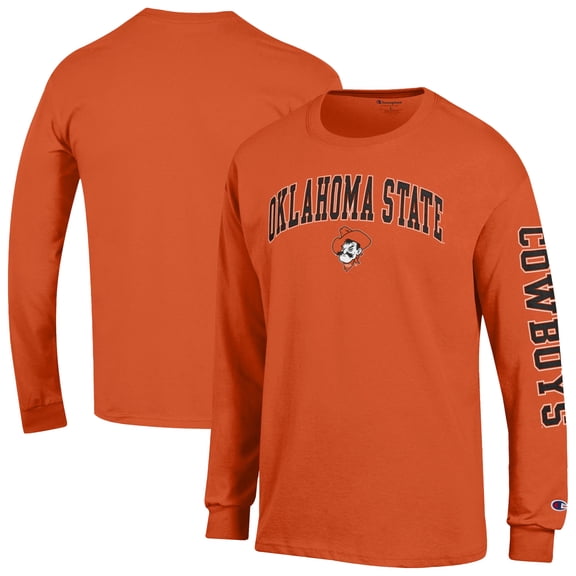 Men's Champion Orange Oklahoma State Cowboys Arch Over Logo 2-Hit Long Sleeve T-Shirt
