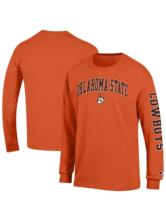 Men's Champion Orange Oklahoma State Cowboys Arch Over Logo 2-Hit Long Sleeve T-Shirt