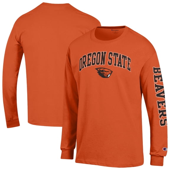 Men's Champion Orange Oregon State Beavers Arch Over Logo 2-Hit Long Sleeve T-Shirt
