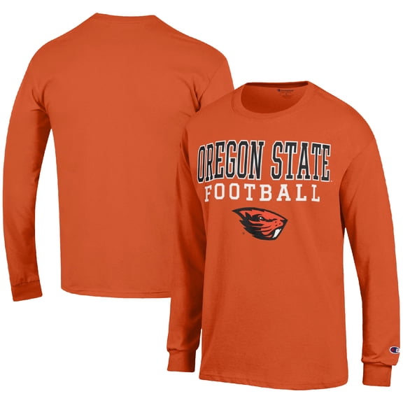 Men's Champion Orange Oregon State Beavers Football Stack Long Sleeve T-Shirt